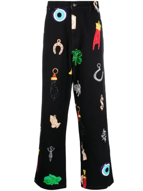 Sky High Farm high-waisted graphic-print jeans
