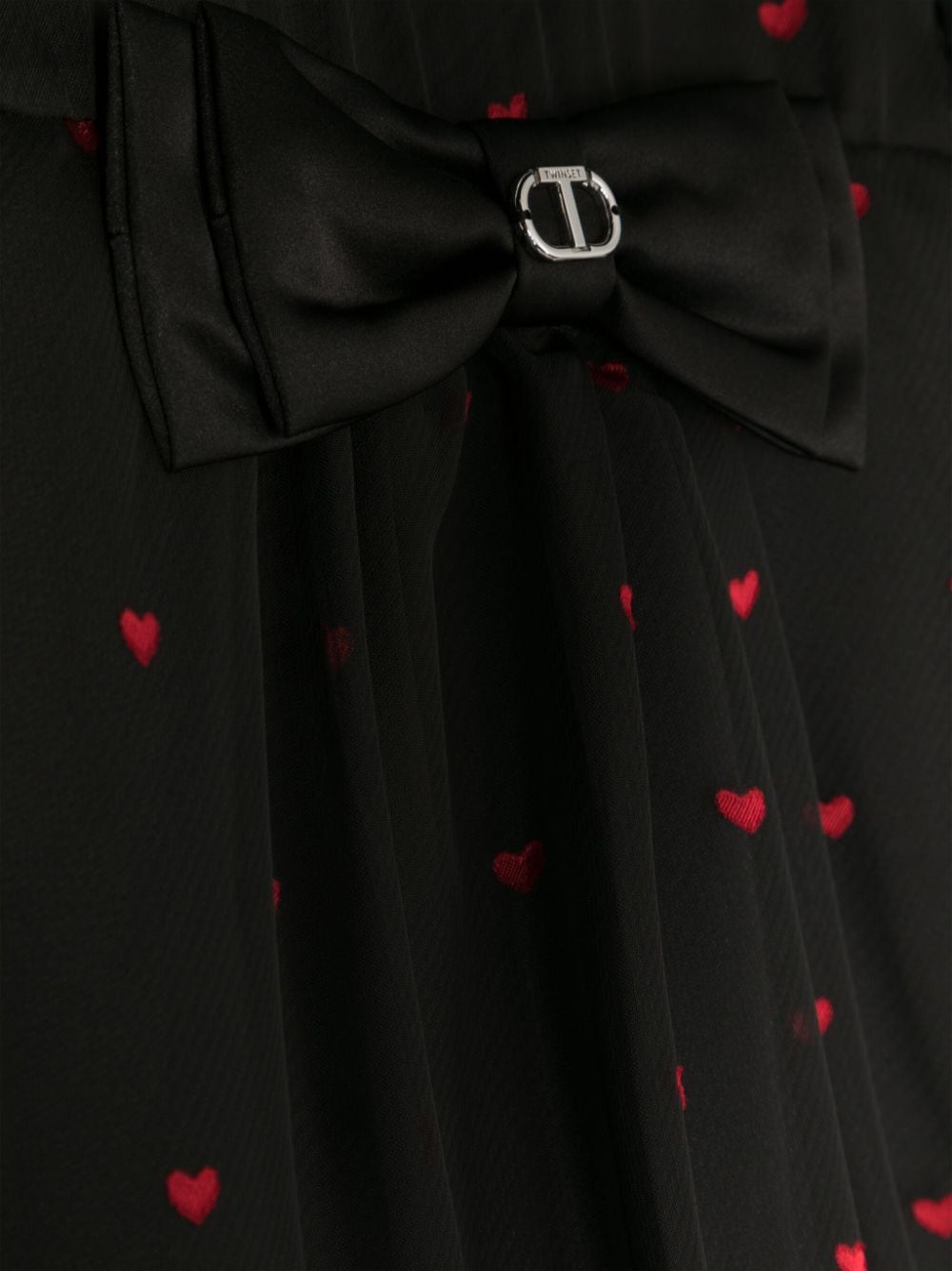 Shop Twinset Heart-pattern Long-sleeved Dress In Black