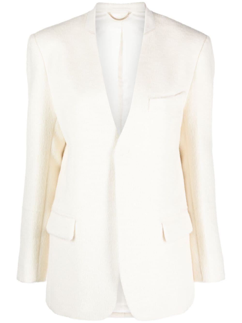 VICTORIA BECKHAM TEXTURED NO-LAPELS SINGLE-BREASTED BLAZER