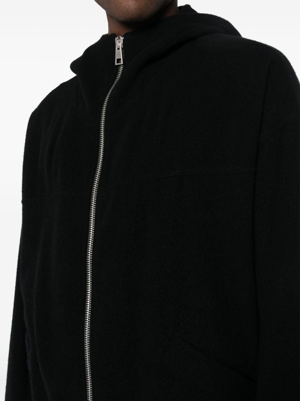 Shop Andrea Ya'aqov Zipped Cashmere Hoodie In Black