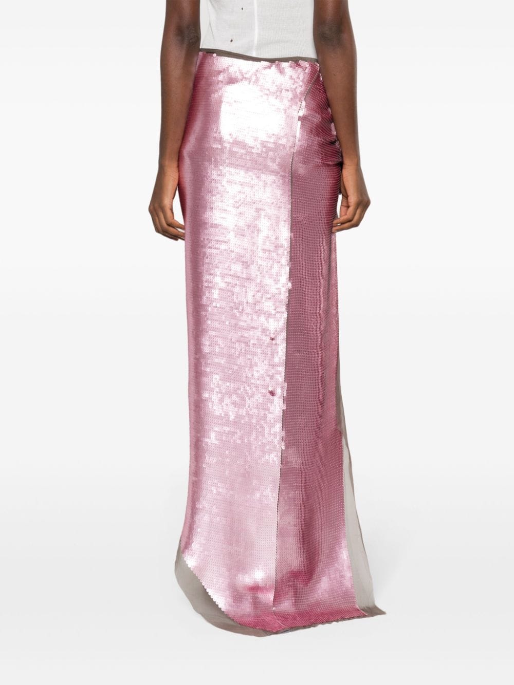 Shop Rick Owens Sequinned Asymmetric Maxi Skirt In Pink