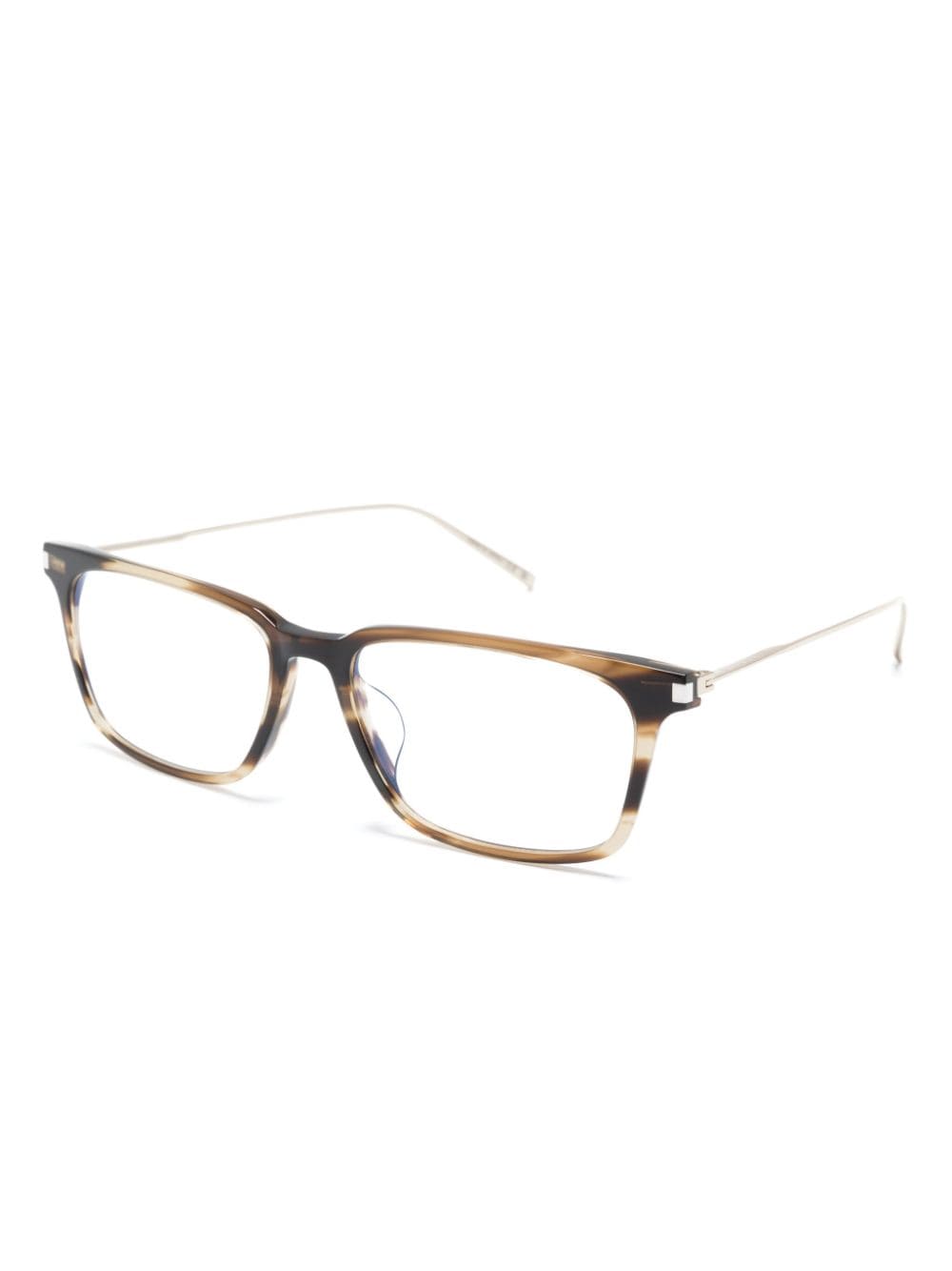 Shop Saint Laurent Tortoiseshell Square-frame Glasses In Gold
