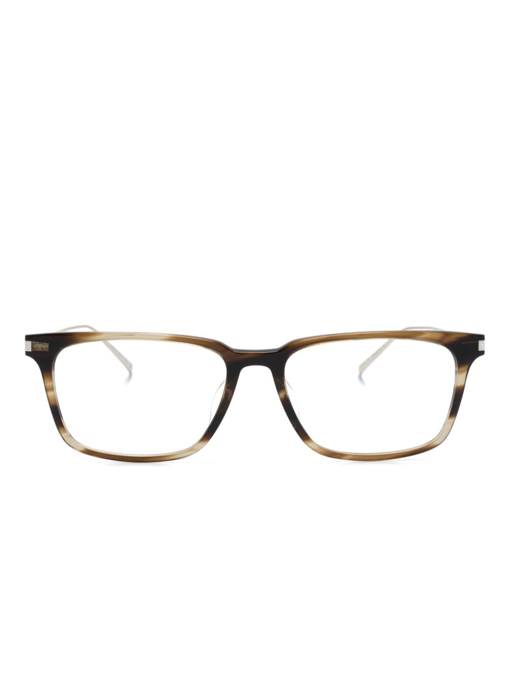 Saint Laurent Tortoiseshell Square-frame Glasses In Gold