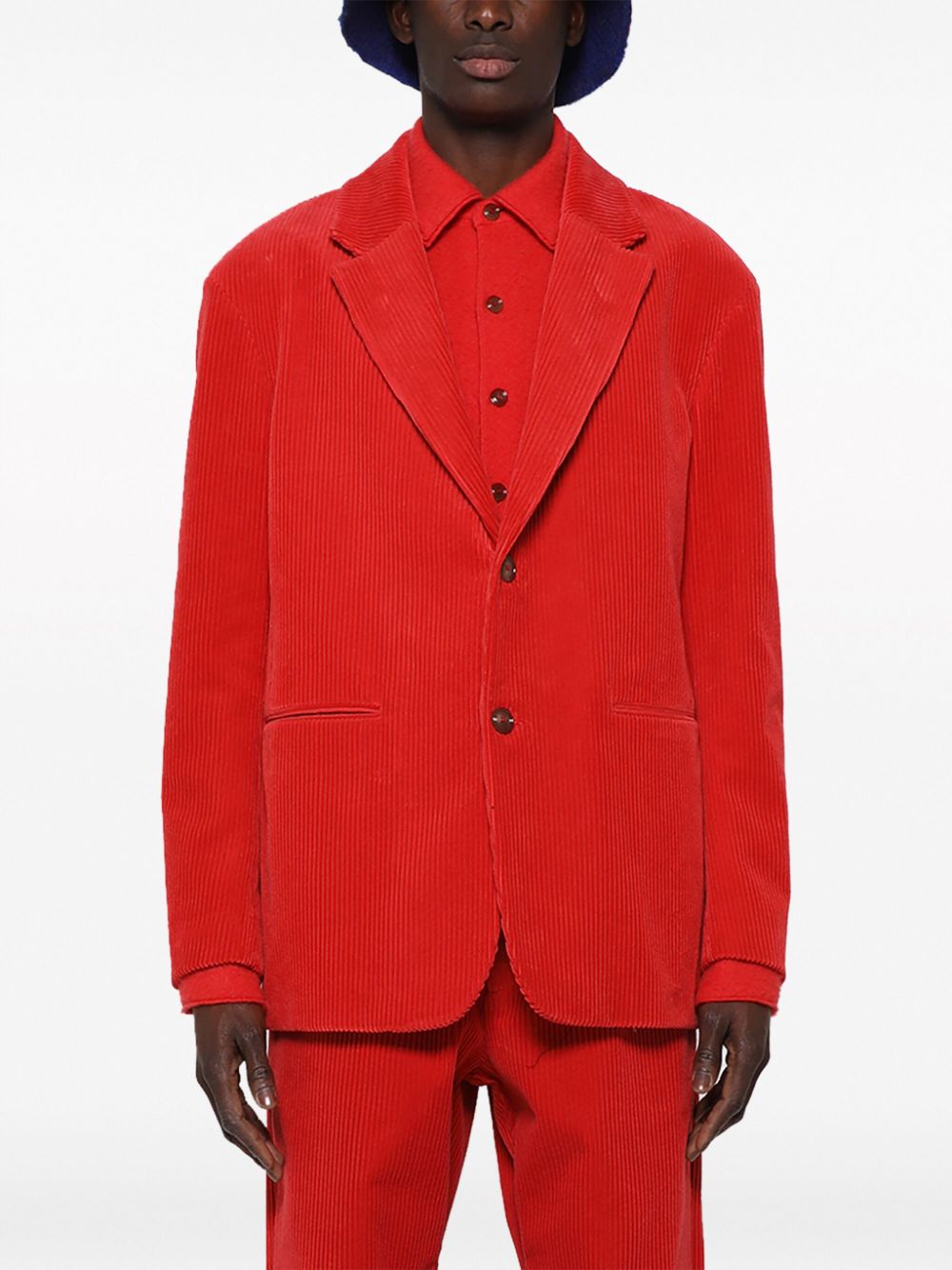 Shop Zegna Single-breasted Corduroy Blazer In Red