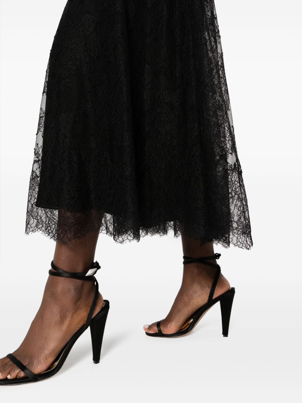 Shop Elie Saab Floral-lace Midi Skirt In Black