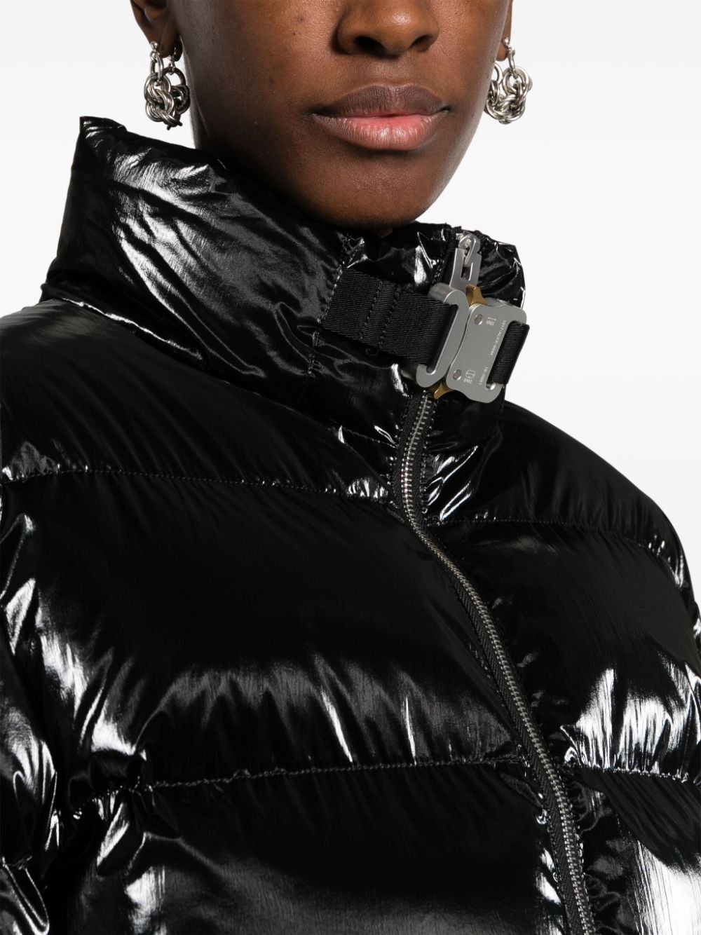 Shop Alyx High-shine Padded Jacket In Black