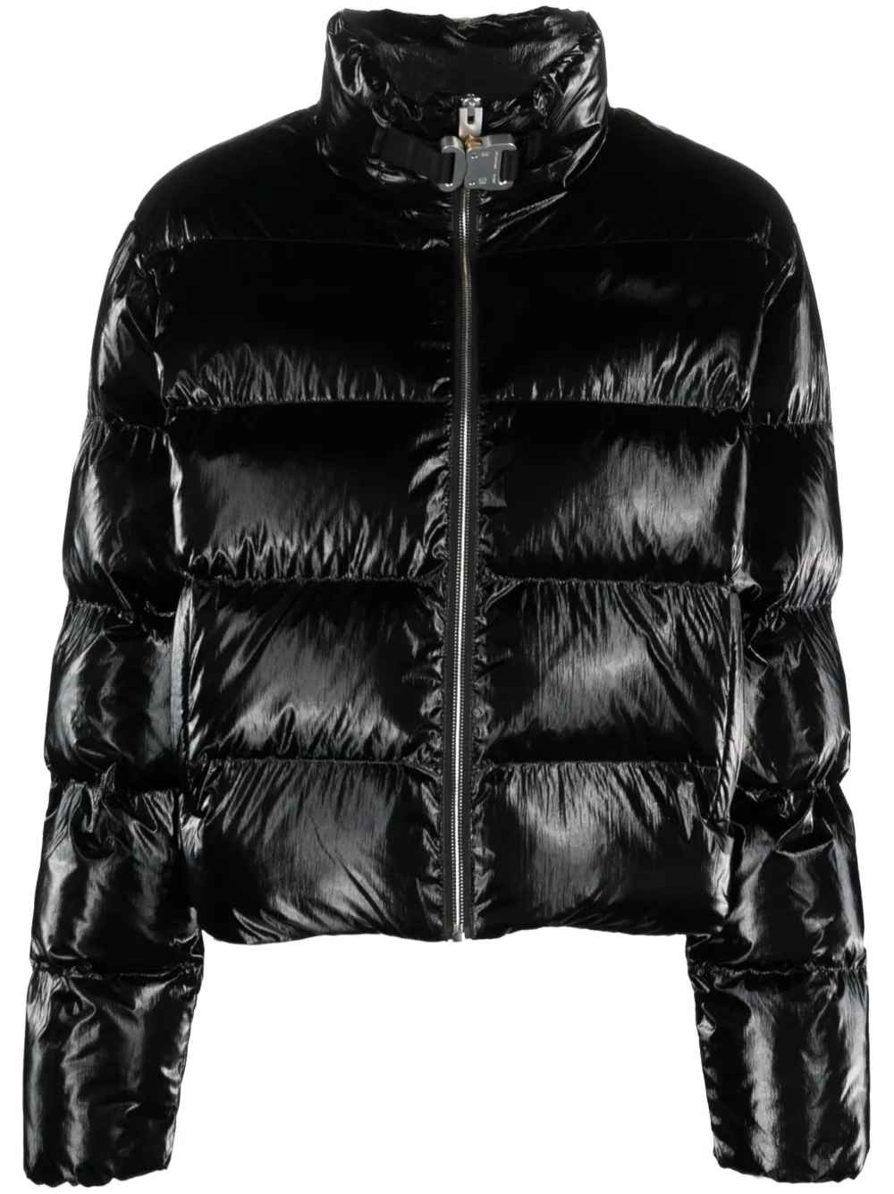 Shop Alyx High-shine Padded Jacket In Black