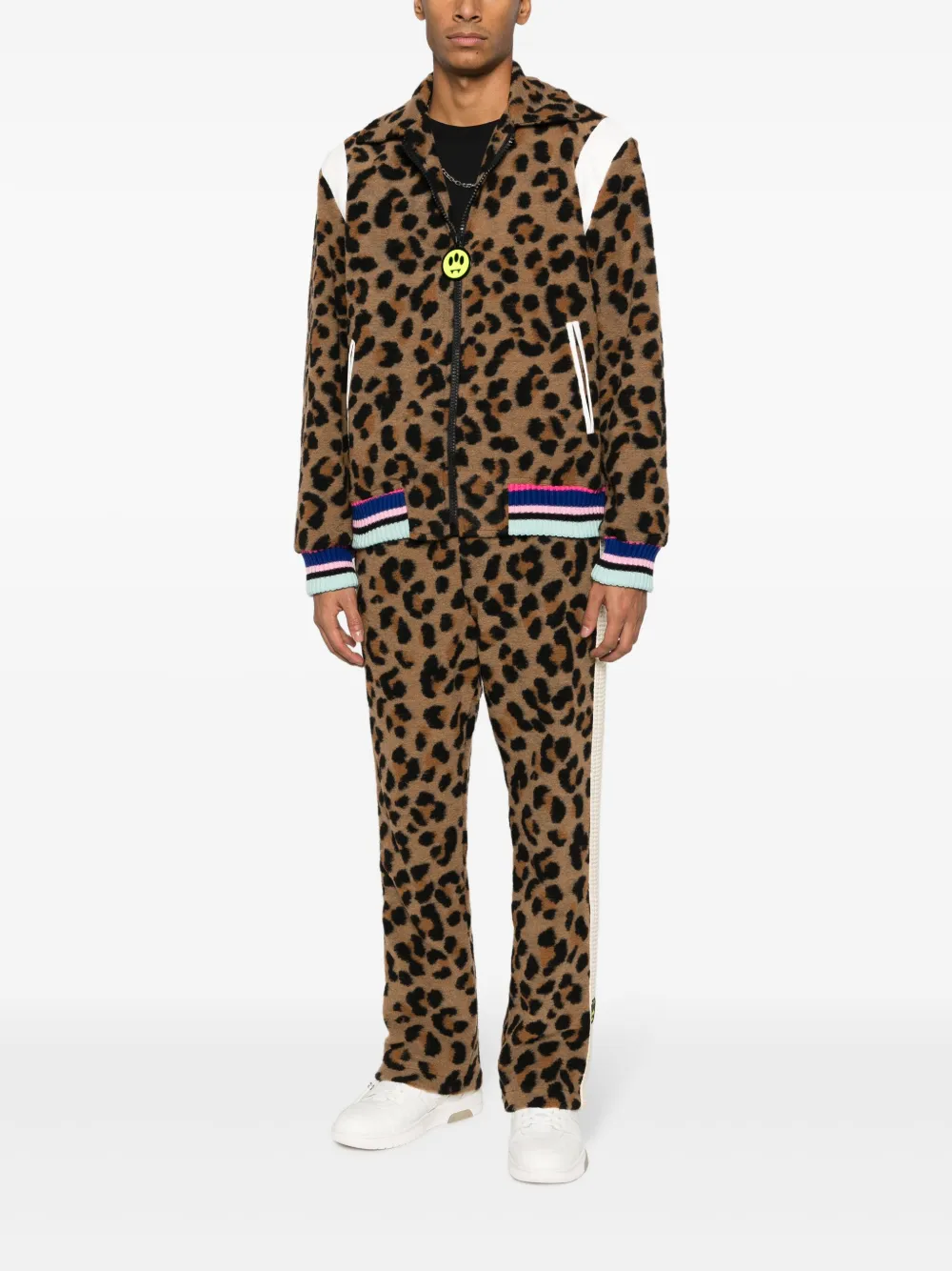 BARROW leopard-print side-stripe track pants - Bruin