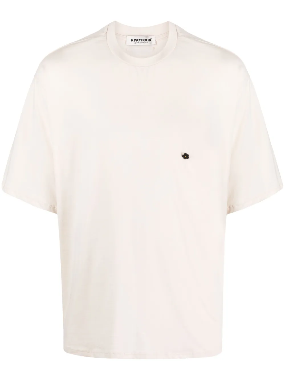 A Paper Kid T-shirt met bloe patch Beige