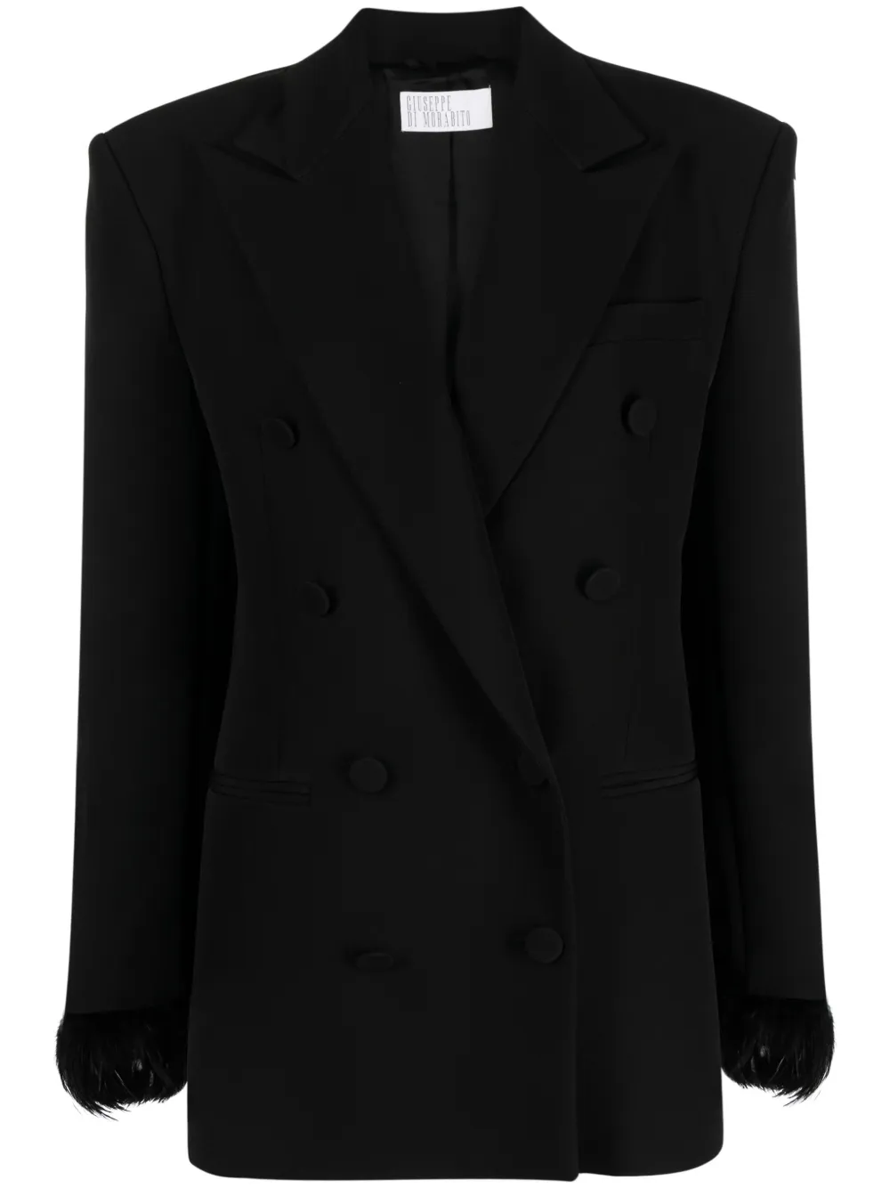 Giuseppe Di Morabito Feather-cuffs Double-breasted Blazer In Black