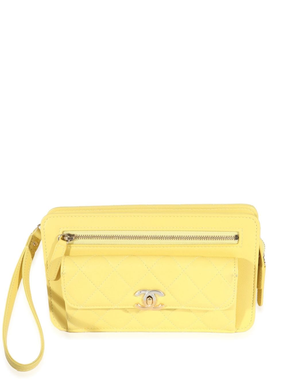 Chanel Pre-owned 2019 Diamond Quilted Clutch Bag - Yellow