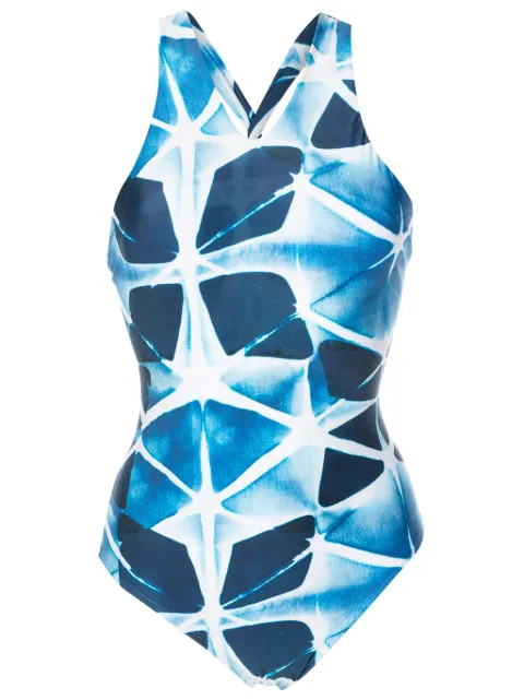 Lenny Niemeyer traje de baño con tiras cruzadas y estampado Shibori