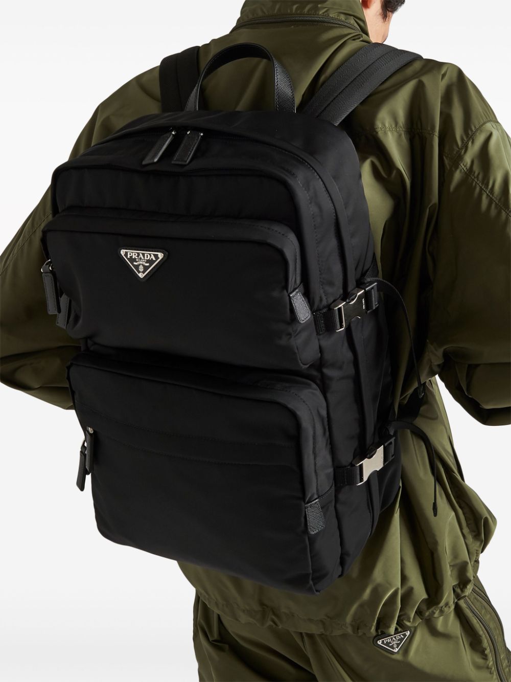 Prada nylon shop one shoulder backpack