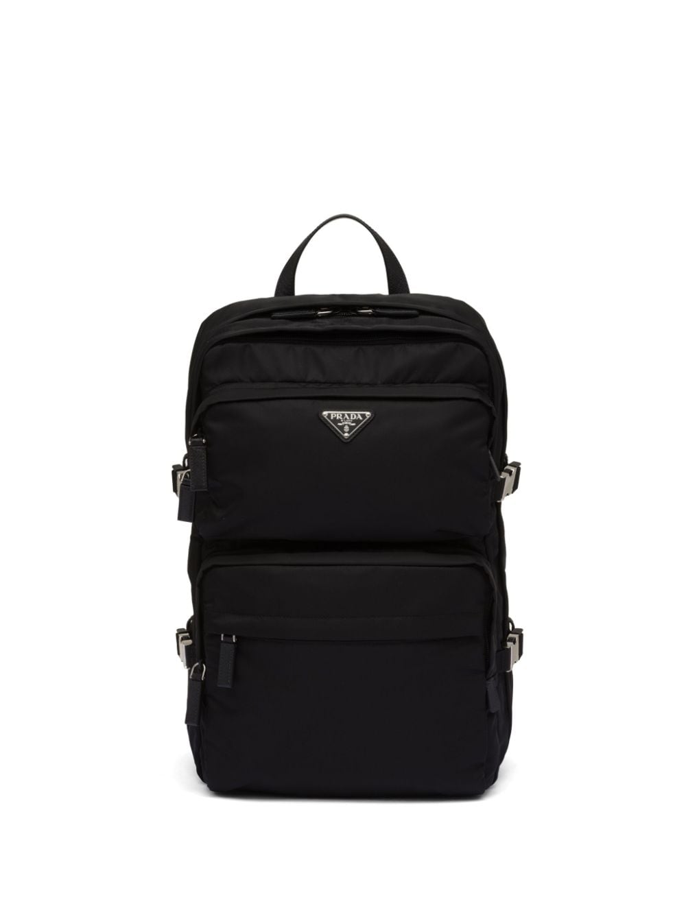 Prada Re-nylon Saffiano Leather Backpack In Black