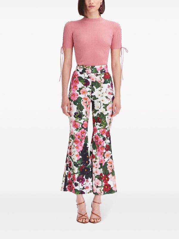 Floral High Rise Pants in Multicoloured - Oscar De La Renta