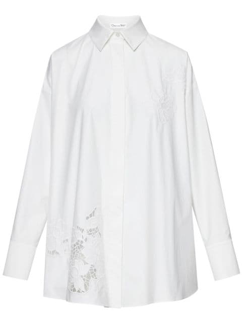 Oscar de la Renta Gardenia threadwork cotton shirt