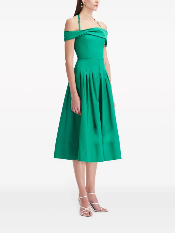 Oscar de La Renta Off-shoulder Halterneck Midi Dress - Green