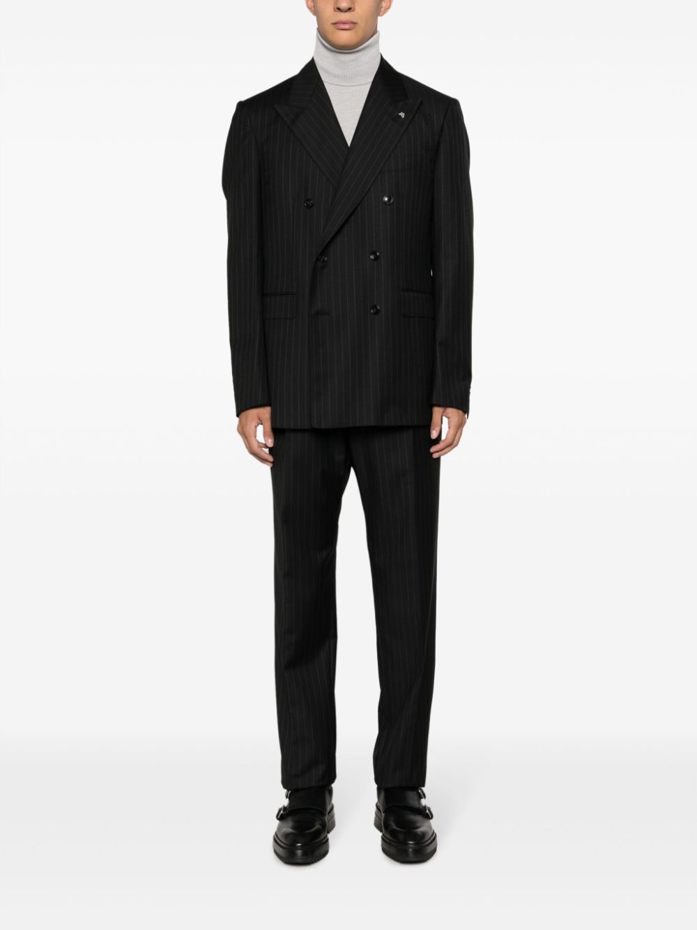 Tagliatore pinstriped double-breasted wool suit - Zwart