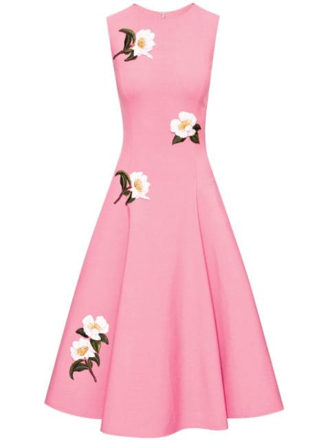 Oscar de la Renta Camellia threadwork midi dress
