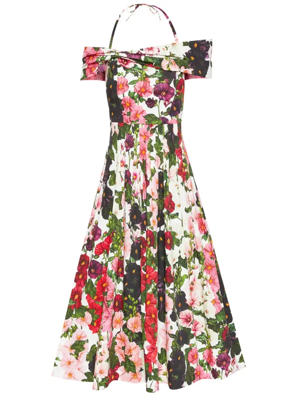 Oscar De La Renta floral-print cotton-blend Dress Pink