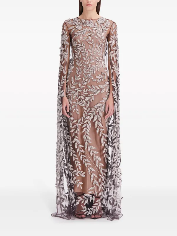 Oscar De La Renta crystal-embellished long-sleeve Dress | Neutrals | FARFETCH Oscar De La Renta crystal-embellished long-sleeve Dress | Neutrals | FARFETCH