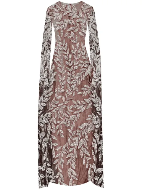 Oscar de la Renta crystal-embellished long-sleeve dress