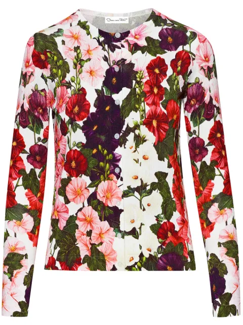 Oscar de la Renta Hollyhocks floral-print cardigan