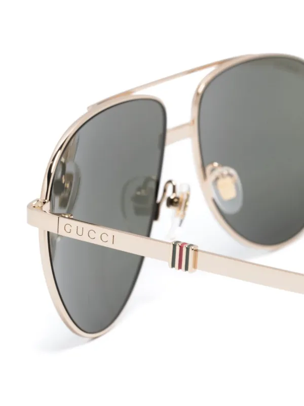 Gucci Eyewear Óculos De Sol Piloto | Dourado | FARFETCH BR