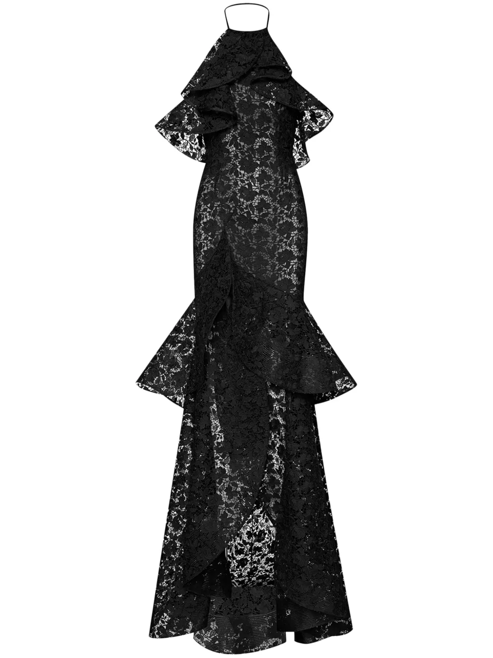 Gardenia guipure-lace ruffled gown