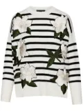 Oscar de la Renta Gardenia striped threadwork jumper - White