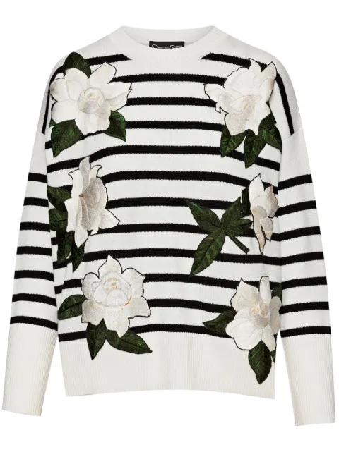 Oscar de la Renta Gardenia striped threadwork jumper