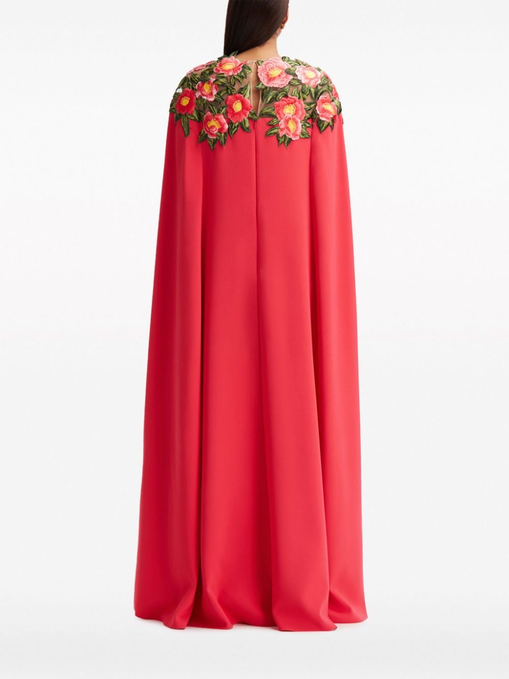 Shop Oscar De La Renta Camellia Floral-embroidery Dress In Pink