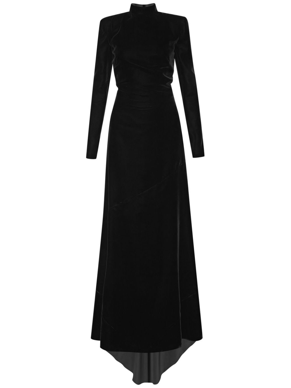 Shop Oscar De La Renta Mock-neck Velvet Gown In Black