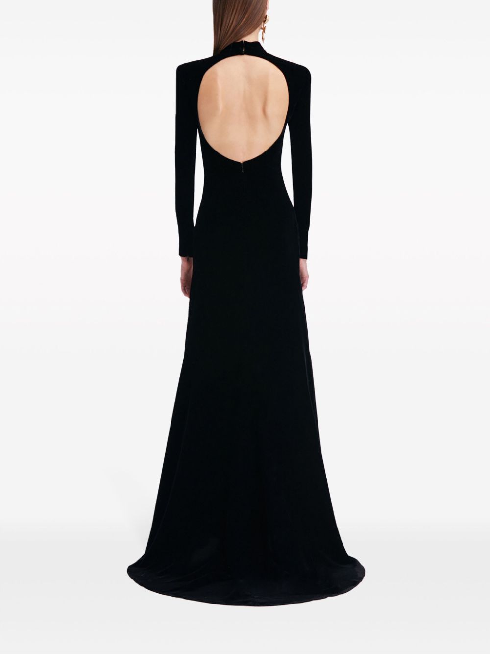 Shop Oscar De La Renta Mock-neck Velvet Gown In Black