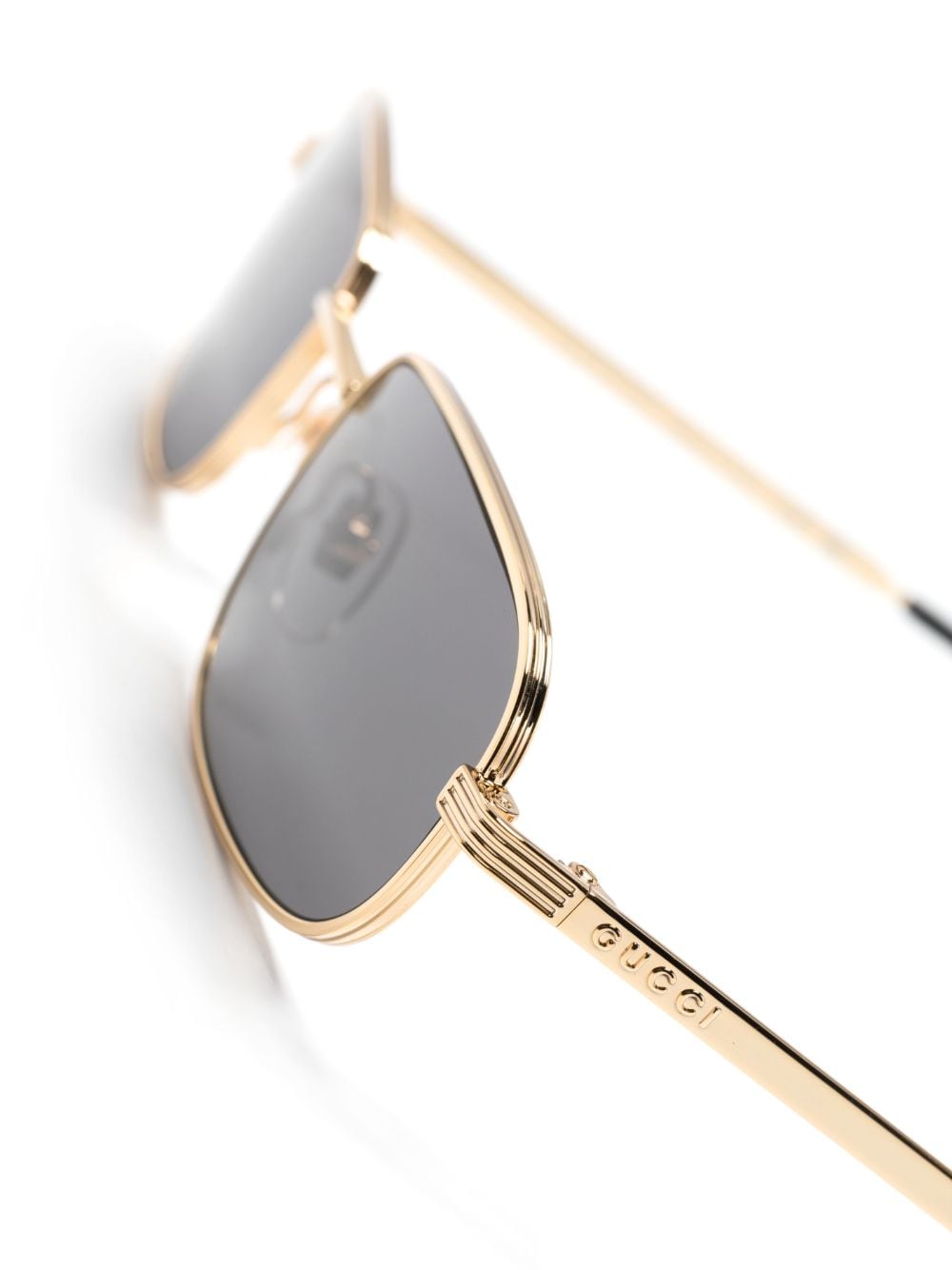Shop Gucci Rectangle-frame Sunglasses In Gold