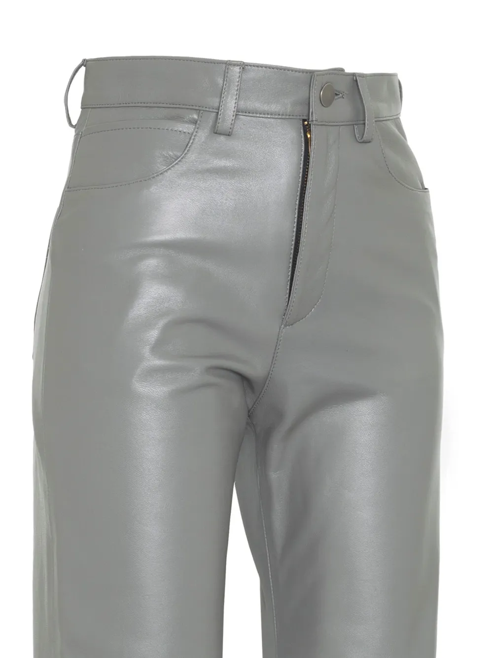 DANCASSAB Ruth leren straight broek Grijs