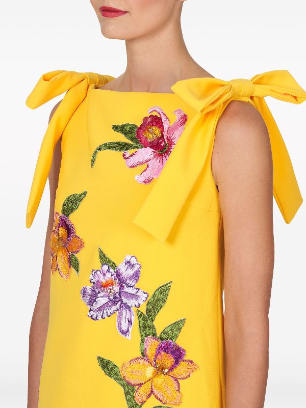 Carolina Herrera floral-embroidered Sleeveless Shift Minidress 