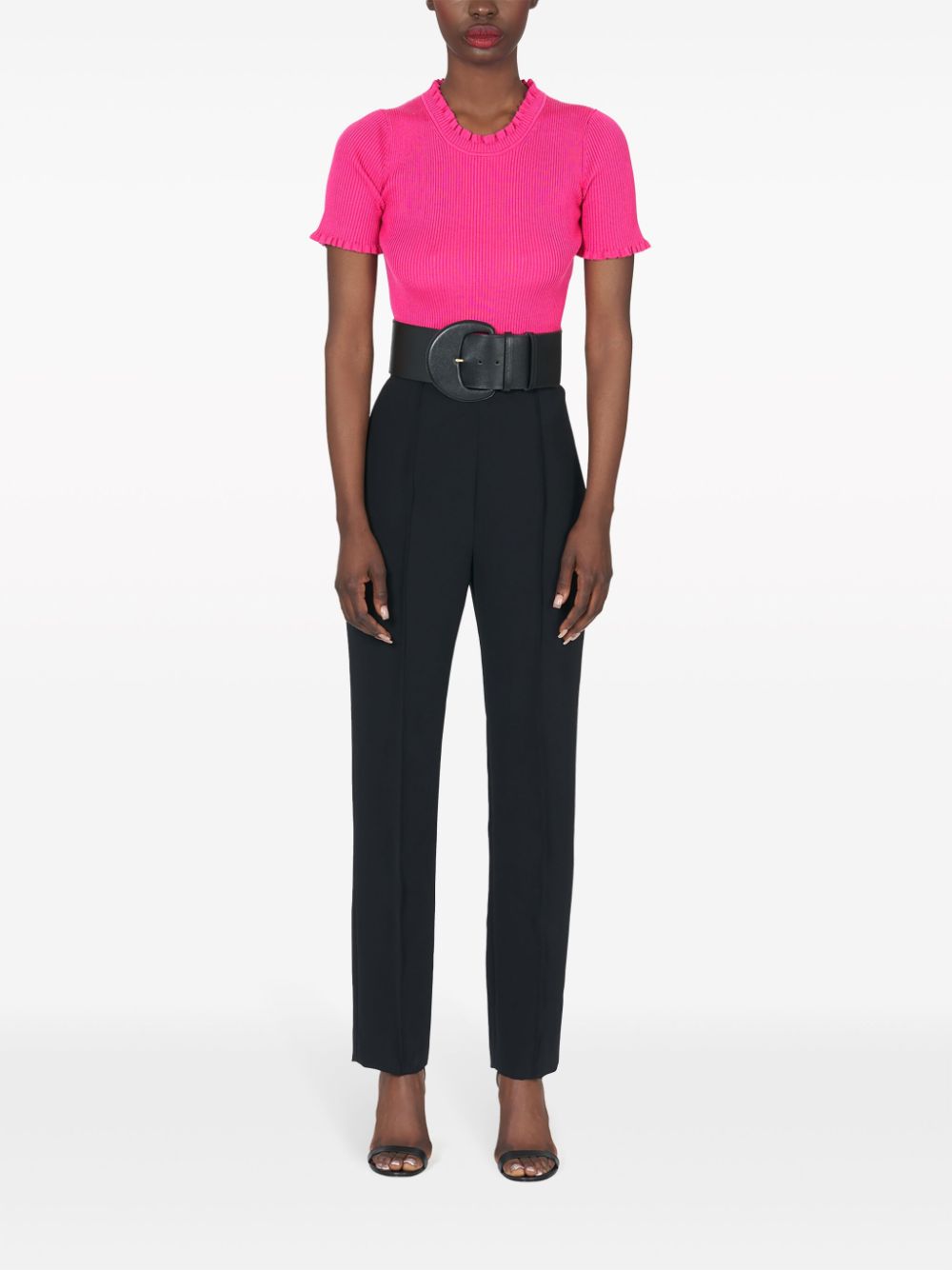 Shop Carolina Herrera Ribbed Knitted Top In Pink