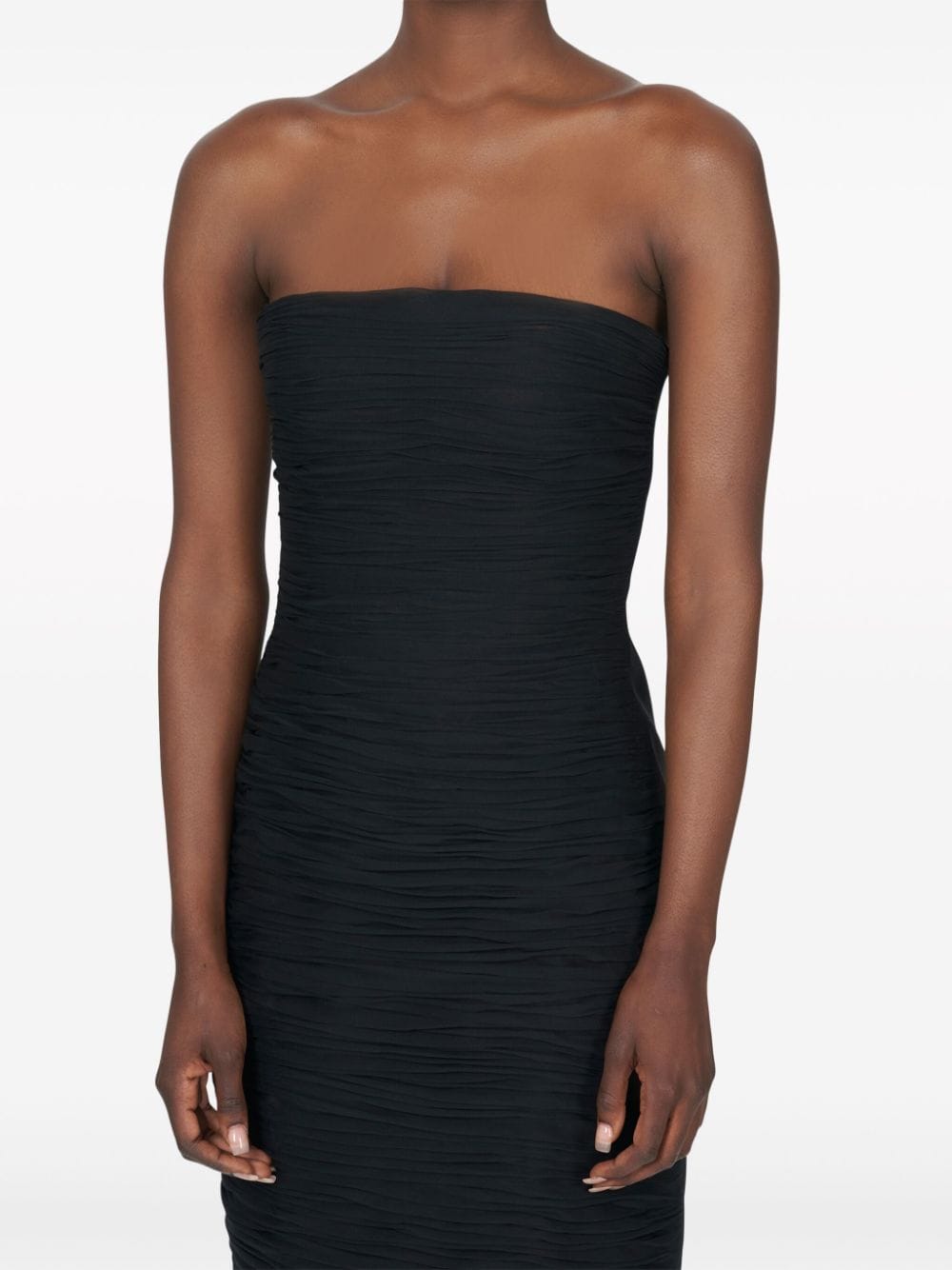 Shop Carolina Herrera Ruched-detailing Silk Dress In Black