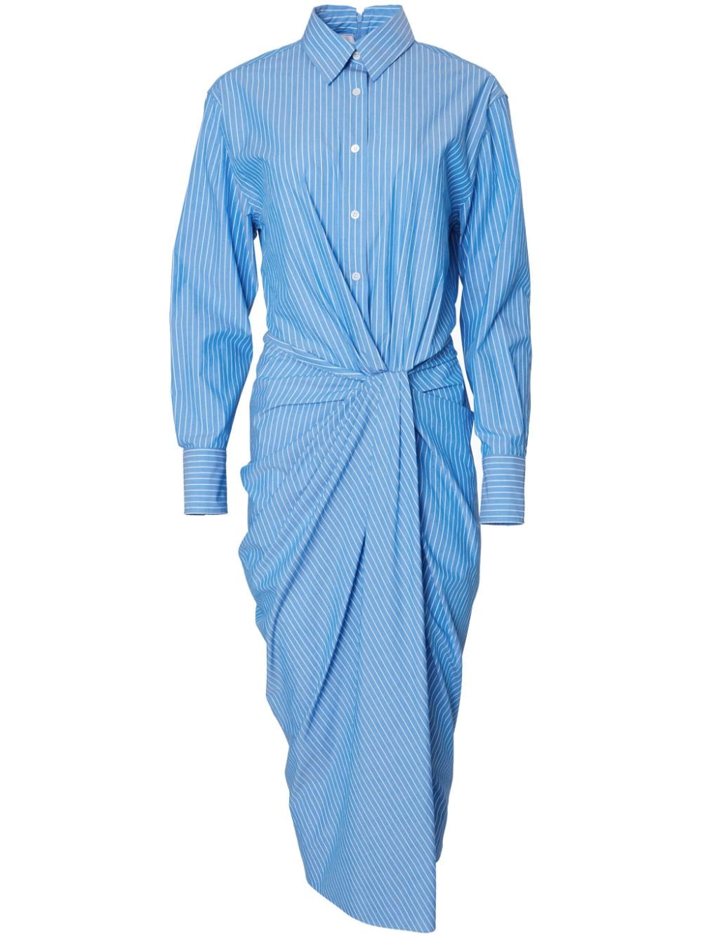 Carolina Herrera Stripe-print Twisted Shirtdress In Blue