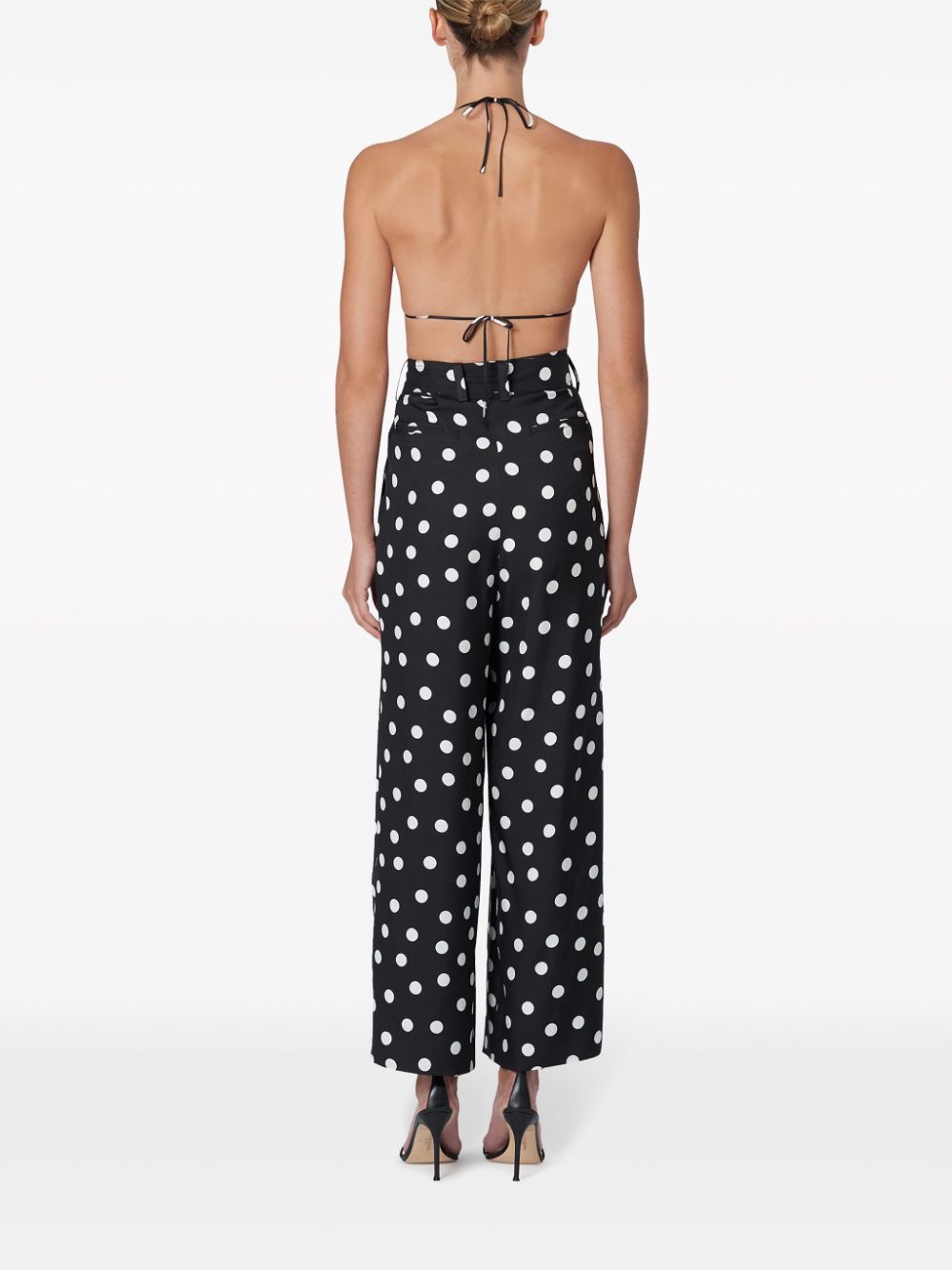 Shop Carolina Herrera Polka-dot Wide-leg Trousers In Black