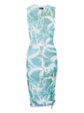 Louisa Ballou floral-print drawstring mini dress - Blue