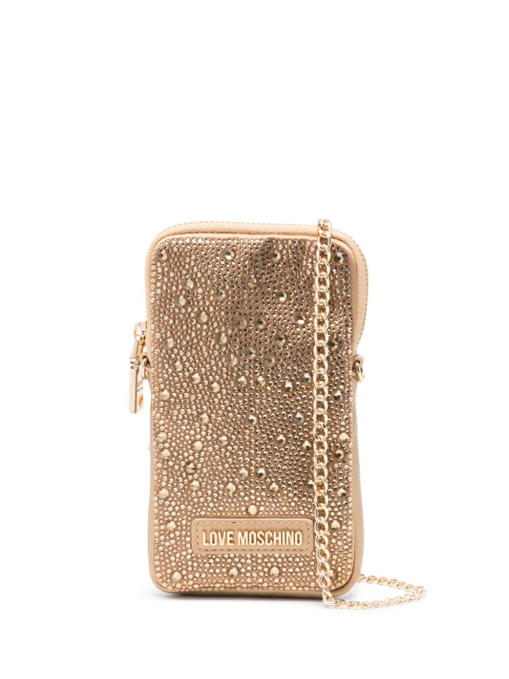 Love Moschino Crystal-embellished Crossbody Bag In Gold