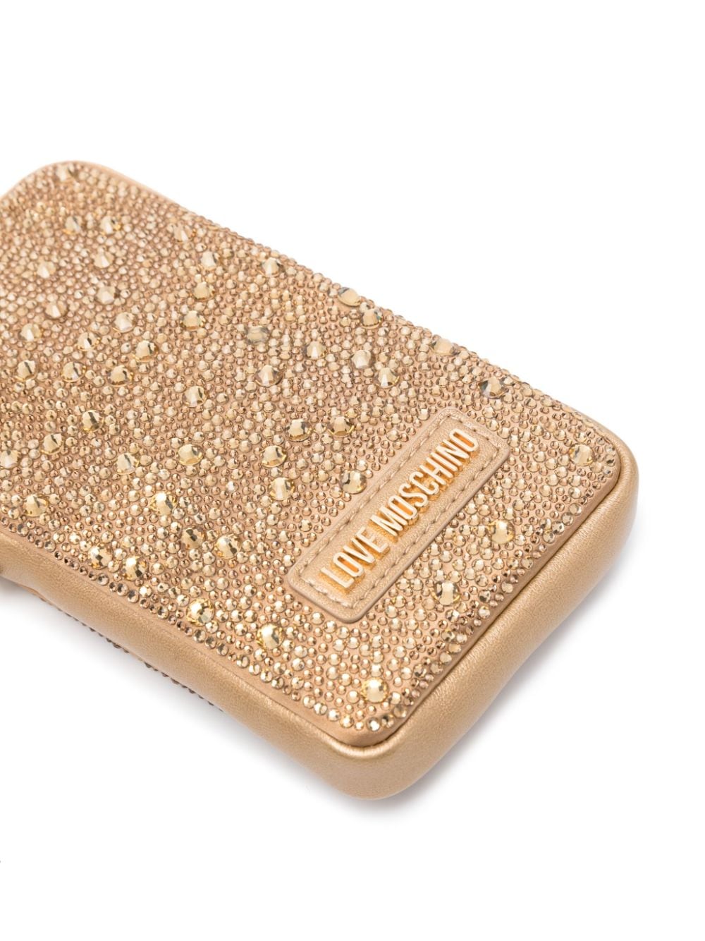 Shop Love Moschino Crystal-embellished Crossbody Bag In Gold
