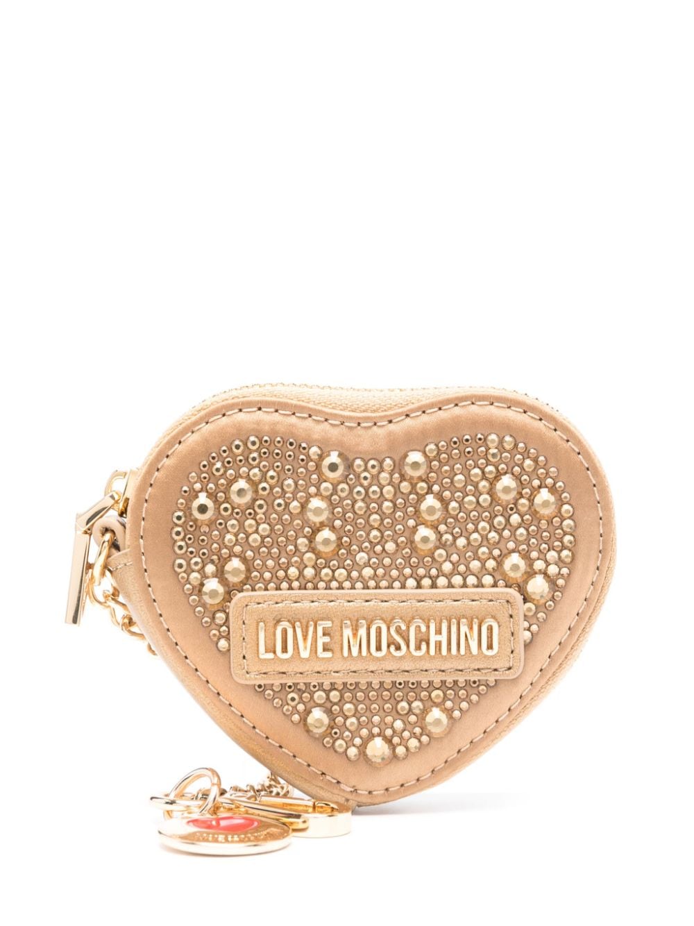 Love Moschino Logo-plaque Heart-shape Wallet In Gold