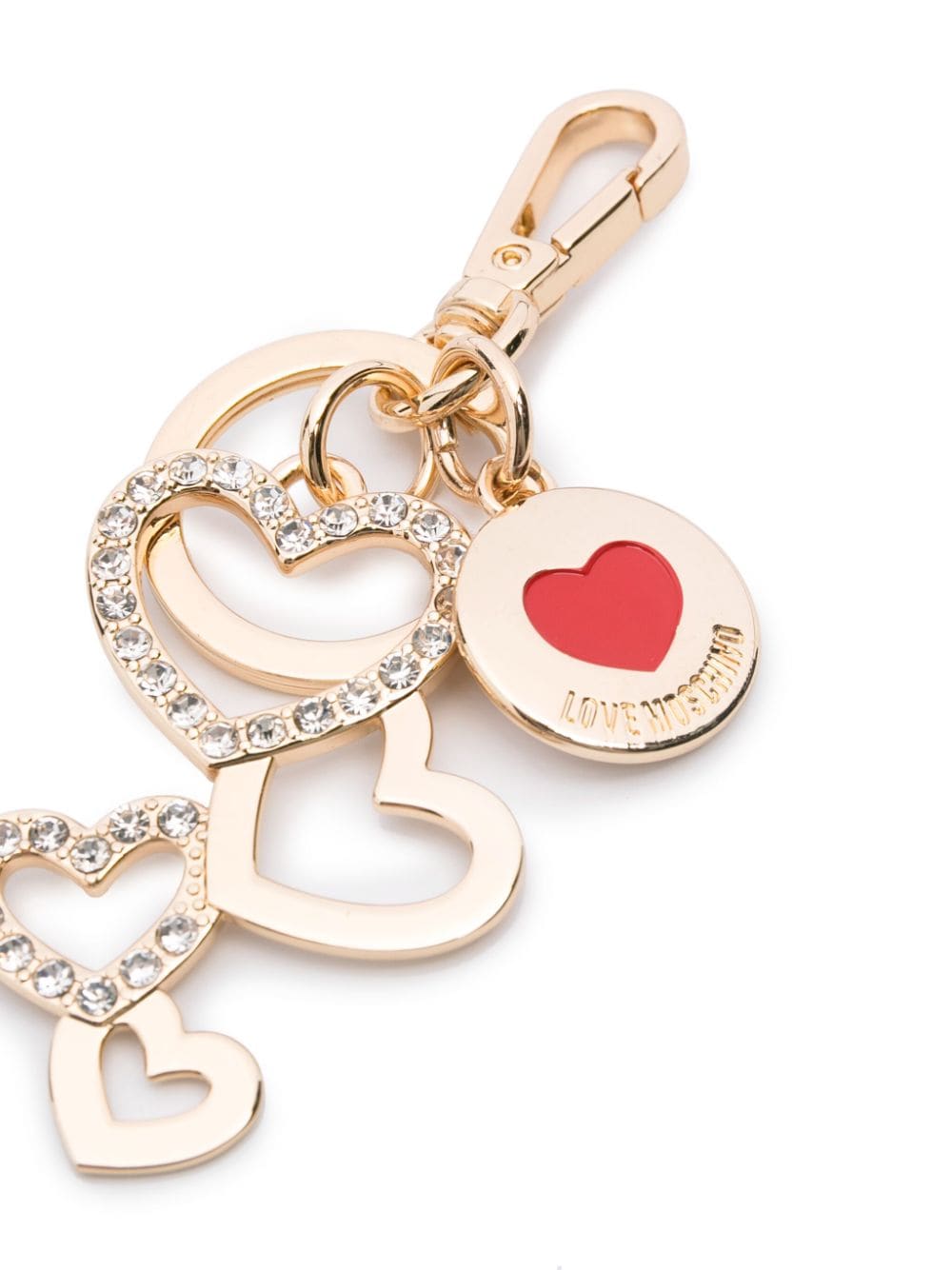 Shop Love Moschino Logo-engraved Heart Charm Keyring In Gold