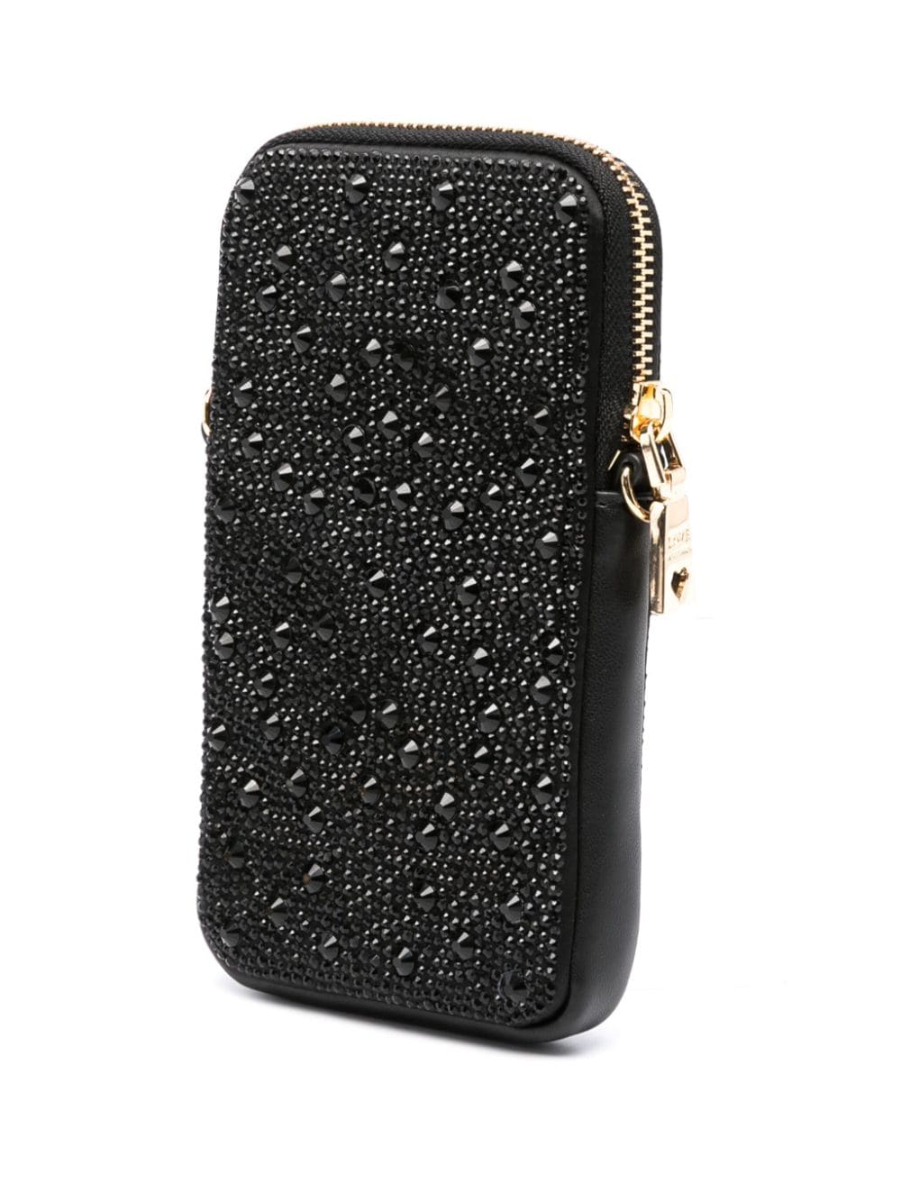 Shop Love Moschino Crystal-embellished Crossbody Bag In Black