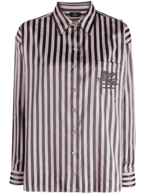 ETRO Pegaso-embroidered striped shirt Women