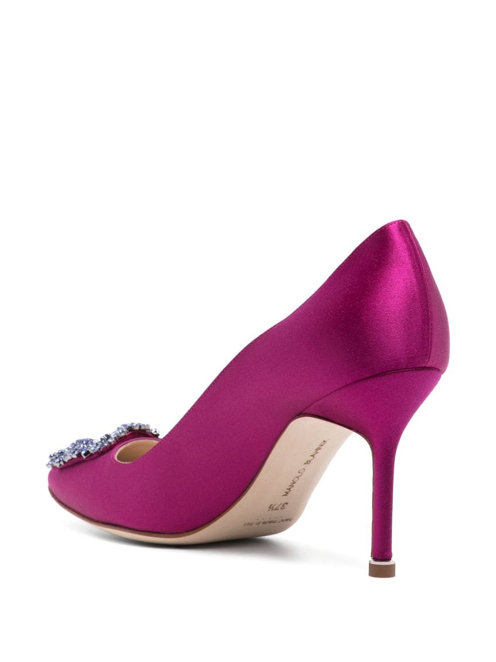 Shop Manolo Blahnik Hangisi 90mm Satin Pumps In Purple