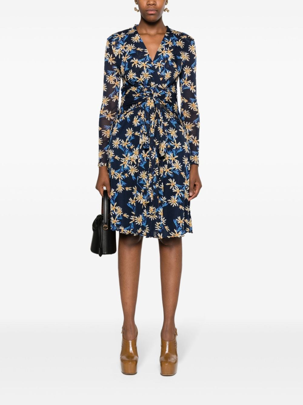 DVF Diane von Furstenberg Midi-jurk met bloemenprint - Blauw